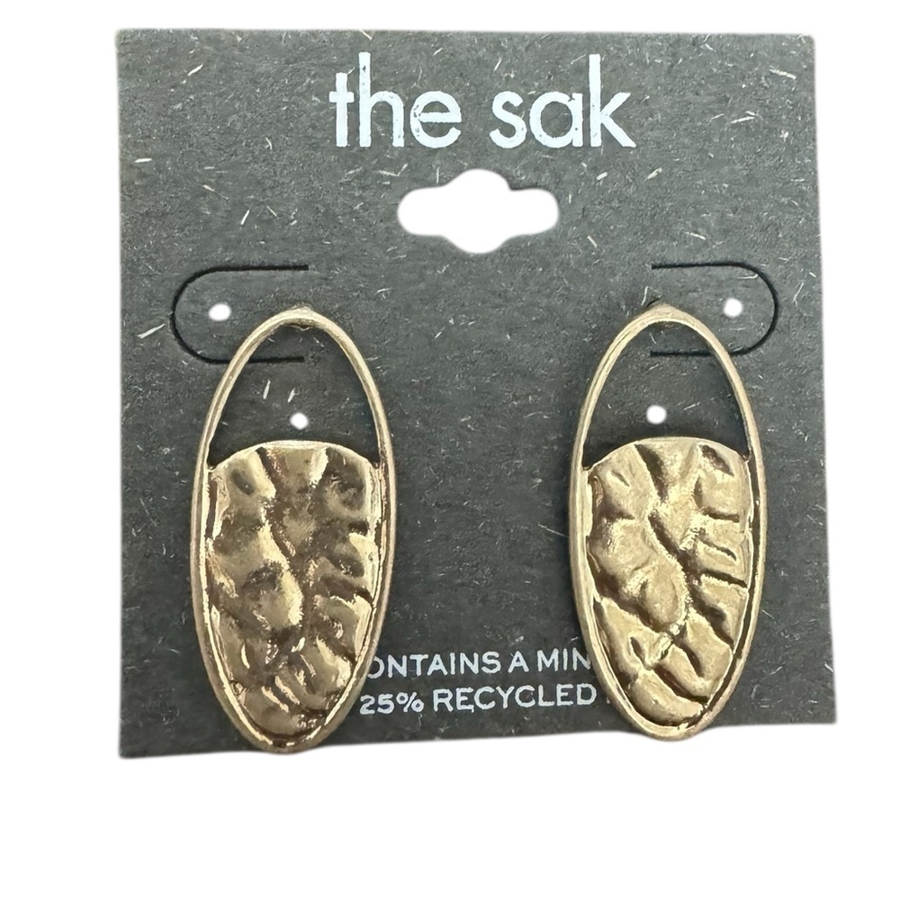 The Sak Gold Toned Hammered Oval Earrings